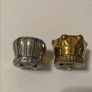 Mini Salt & Pepper Shakers Set Silver and Gold Crown
